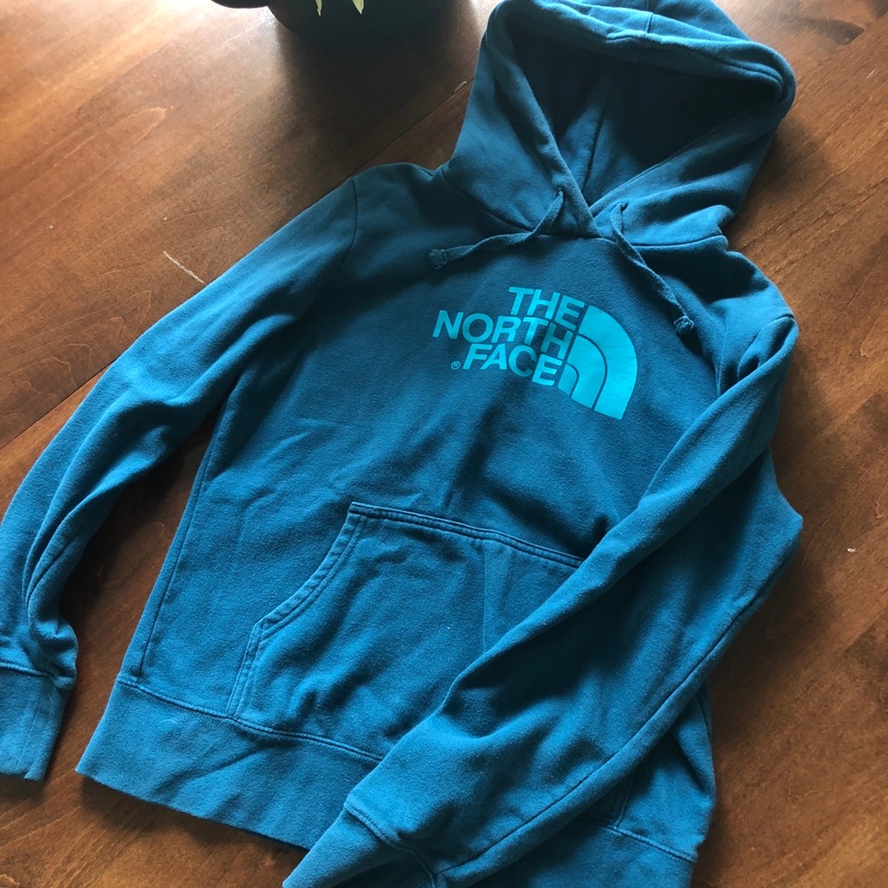 Teal North Face Hoodie.